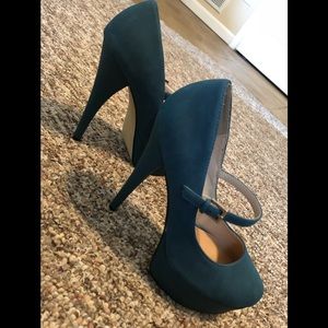 Dark teal 4 inch heels with strap